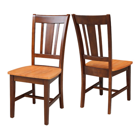 International Concepts Set of 2 San Remo Splatback Chairs, Cinnamon/Espresso C58-10P